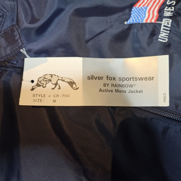 Vintage 90s Silver Fox Sportswear by Rainbow USA Flag Windbreaker NOS Deadstock - Picture 12 of 13